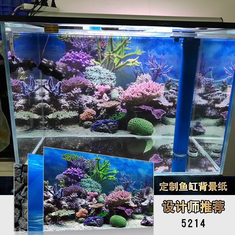 速发鱼缸背景纸画高清图立体水族箱贴纸龙鱼缸壁纸风造景装饰海景