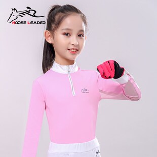 立领训练长袖 速发儿童马术装 款 速四季 骑备比赛T恤 马上衣套装