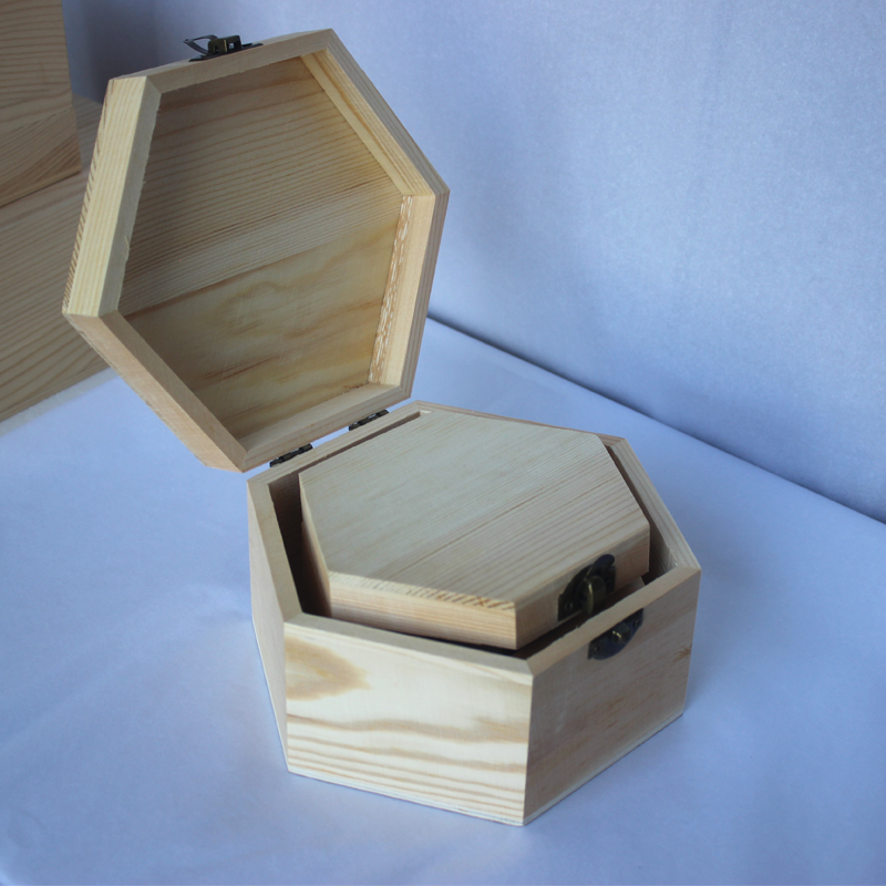 速发六角实形木盒子多边木收盒盒礼品盒包装纳首饰盒木盒