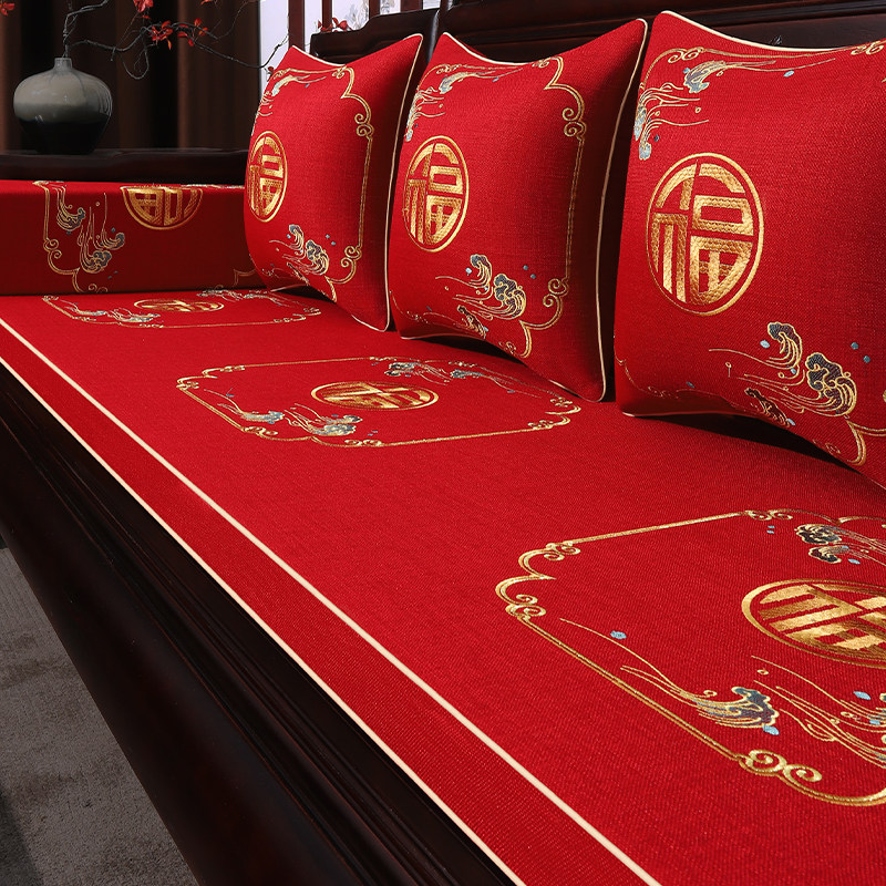 速发红木沙子坐垫新中式沙发垫实木家具子发罗汉床垫椅套罩高端