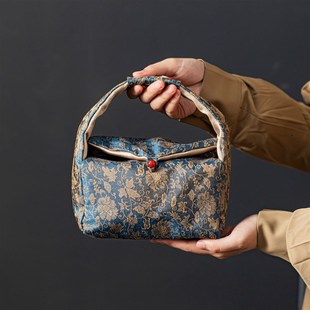 速发织锦户外旅行茶具一壶两杯茶杯包便携盖碗茶壶茶事收纳盒子