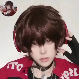 速发假发男短发牧四诚海年感碎齐刘少自然顶松整蓬全头套