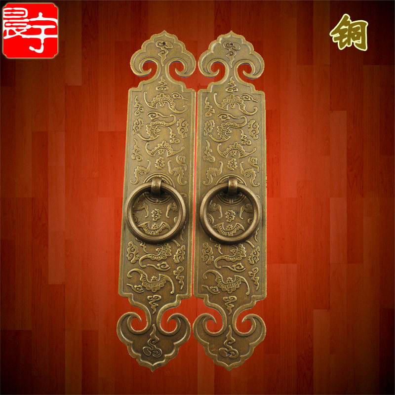 速发中式仿具纯铜拉手古典加门子厚柜加衣柜纯铜柜门房宽复古把手