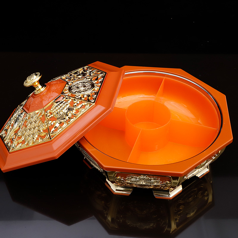 速发藏式八瑞物糌粑盒百宝果盘客厅家用碟果盘果水零食收纳盒摆件