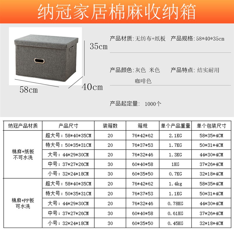 速发家用布艺整纳箱折叠收理箱衣箱储物箱抽屉内衣收纳盒服子一件