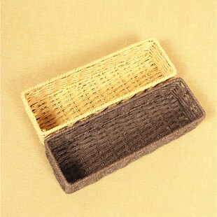 速发创意号工编织小手筐桌面铅笔收纳盒刀子筷叉收纳篮无盖储物盒