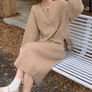 速发小个子针织连衣裙子秋冬季内搭2024新款法式底质高级感打气长