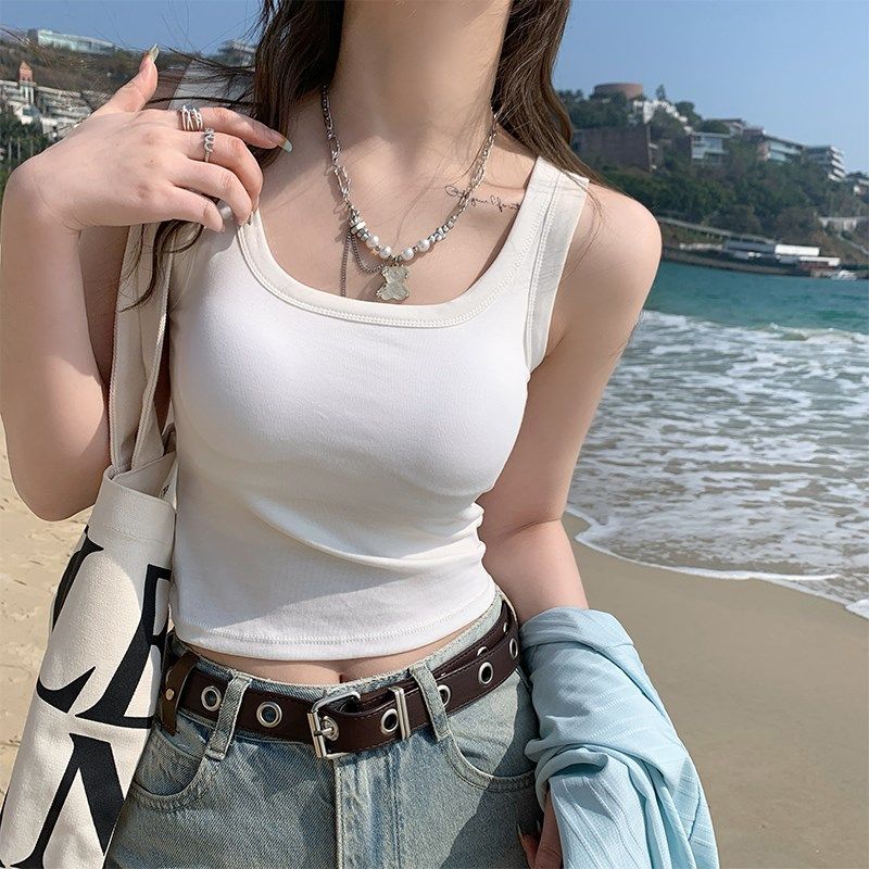 速发短体小背心内搭吊带带胸垫外穿白色美背文胸衣款打底纯棉上一