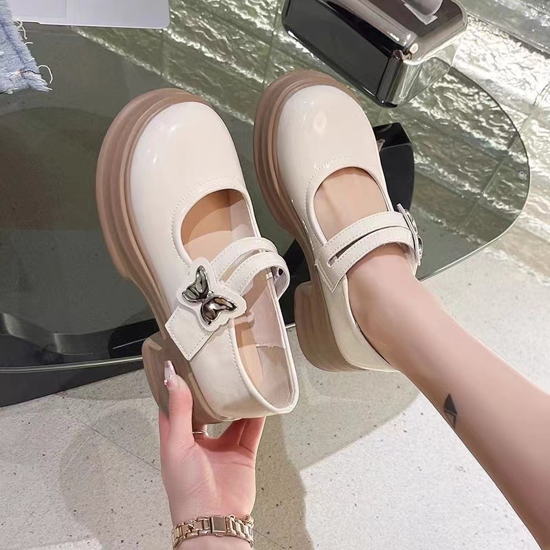 日系粗跟厚底法式魔术贴小皮鞋女夏季2025新款复古配裙子玛丽珍鞋