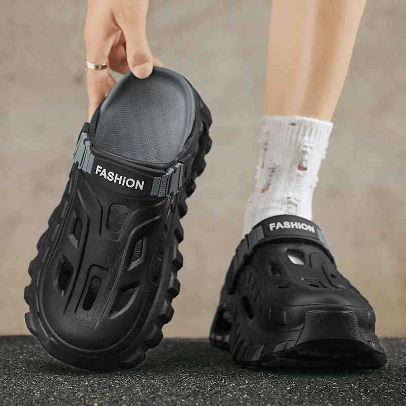 洞洞鞋男2025新款夏季外穿防滑厚底踩屎感男士休闲包头沙滩凉拖鞋