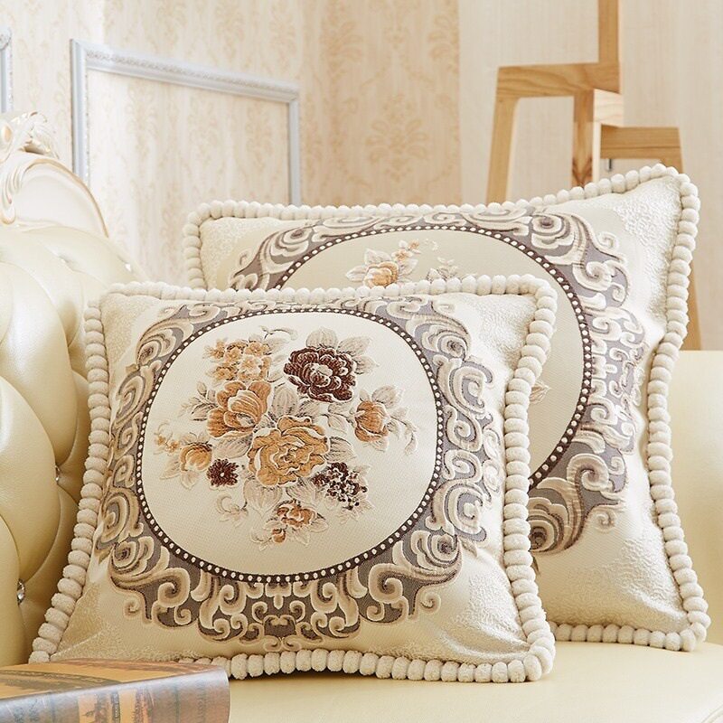 欧式中式沙发抱枕刺绣靠垫加厚长方形客厅汽车腰靠床头枕双面提花