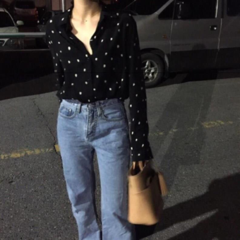 雪纺衬衫女春季新款波点长袖薄款防晒衣学生韩版chic休闲学生衬衣|ruв категории Женская одежда, рубашка - от Buy2taobao.com для оказания профессиональной услуги покупки агента Taobao