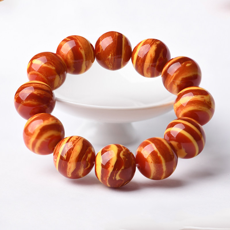 天然俄料飘花千层老蜜蜡手串原矿虎皮纹妖花琥珀手链男女文玩配饰