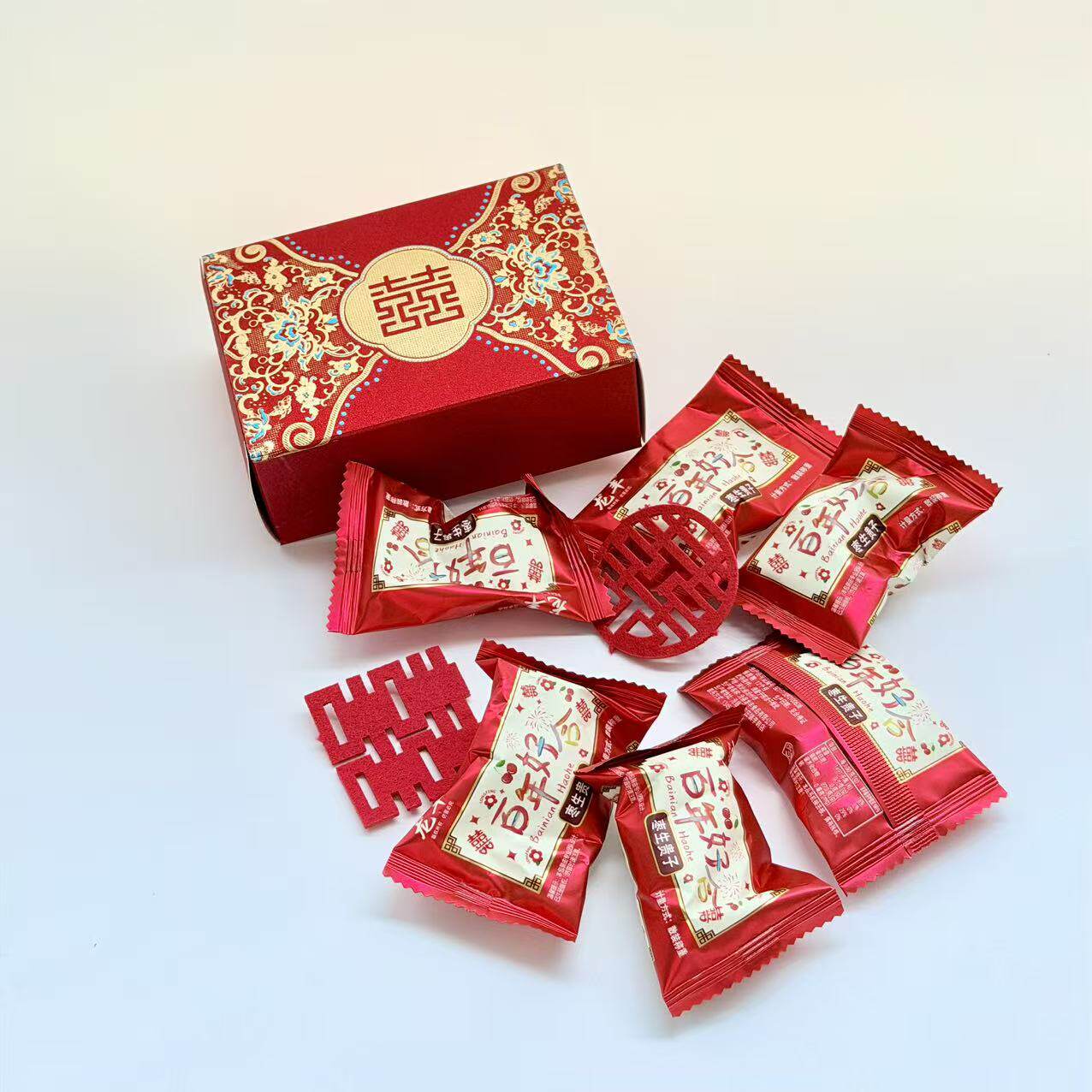 新款结婚订婚喜糖盒6粒红枣盒早生贵子伴手礼搭配包装空盒子
