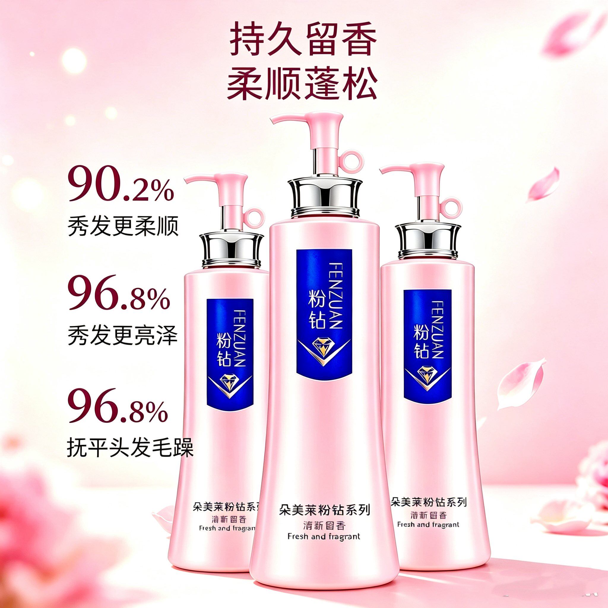 朵美莱粉钻滋润丝滑洗发水去屑洁净清爽控油香水梦幻巴黎洗发露