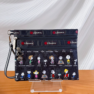 布布家女士手绳手挽包二条拉链化妆包零钱包手机包