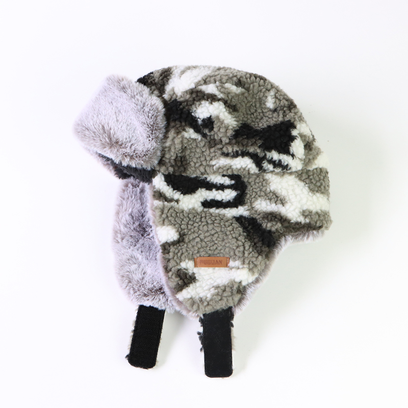 仿羊羔绒雷锋帽男童仿兔毛护耳帽