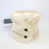 出口日本秋冬季 围脖女仿兔毛保暖护颈脖套冬纽扣式 加绒加厚围巾女