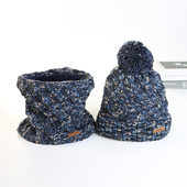 出口日本秋冬女士帽子围脖套件针织毛线护耳帽加绒加厚保暖脖套女