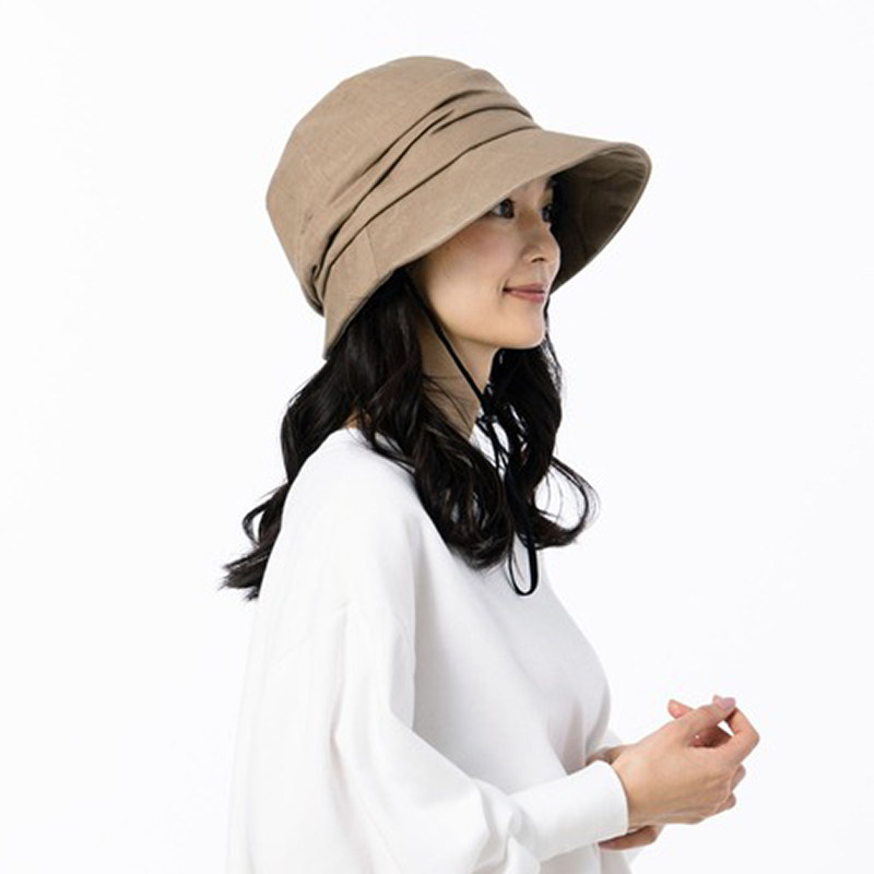 出口日本春夏季纯亚麻渔夫帽子女休闲百搭防晒盆帽日系八角遮阳帽