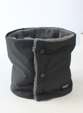 出口日本秋冬季羽丝绒围脖男户外防泼水保暖脖套冬按扣加绒围巾男