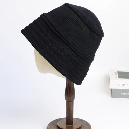 日系秋冬男女针织纯棉保暖渔夫帽