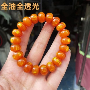 琥珀木松明子男女手串全油全透光陈化老料算盘珠固化免盘北沉香