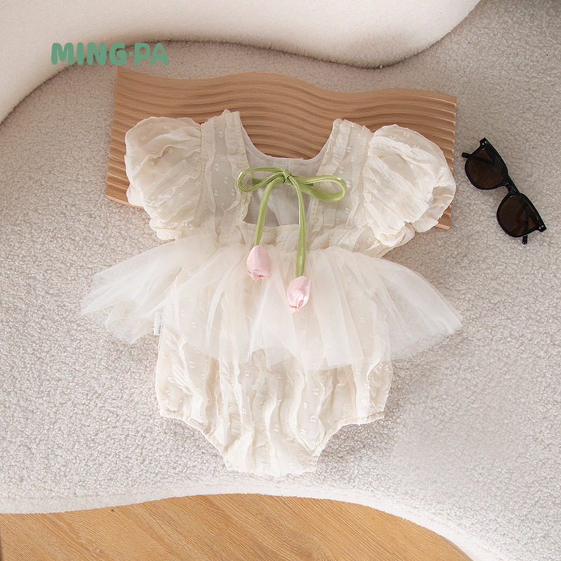婴儿衣服夏装连体衣哈衣爬服A类女韩版郁金香露背夏季包屁衣
