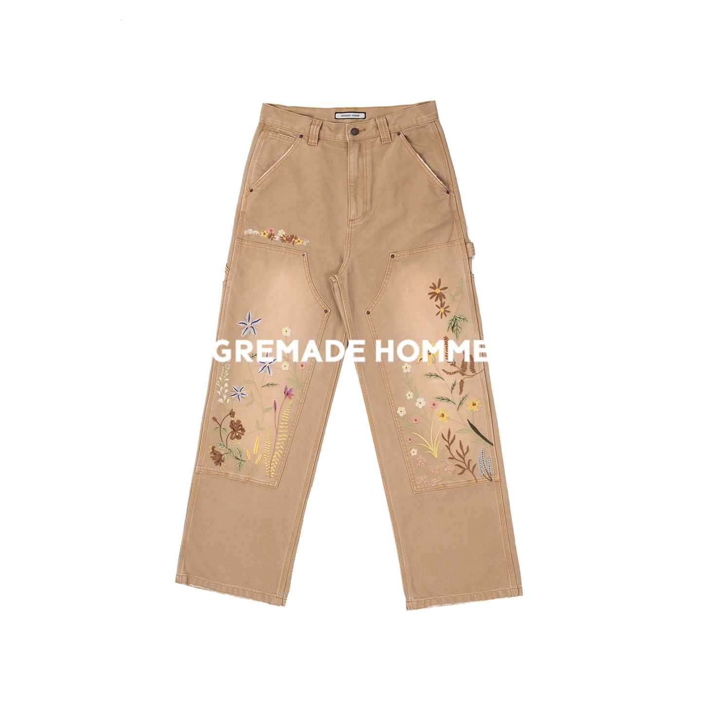美式复古刺绣做旧潮流工装伐木裤