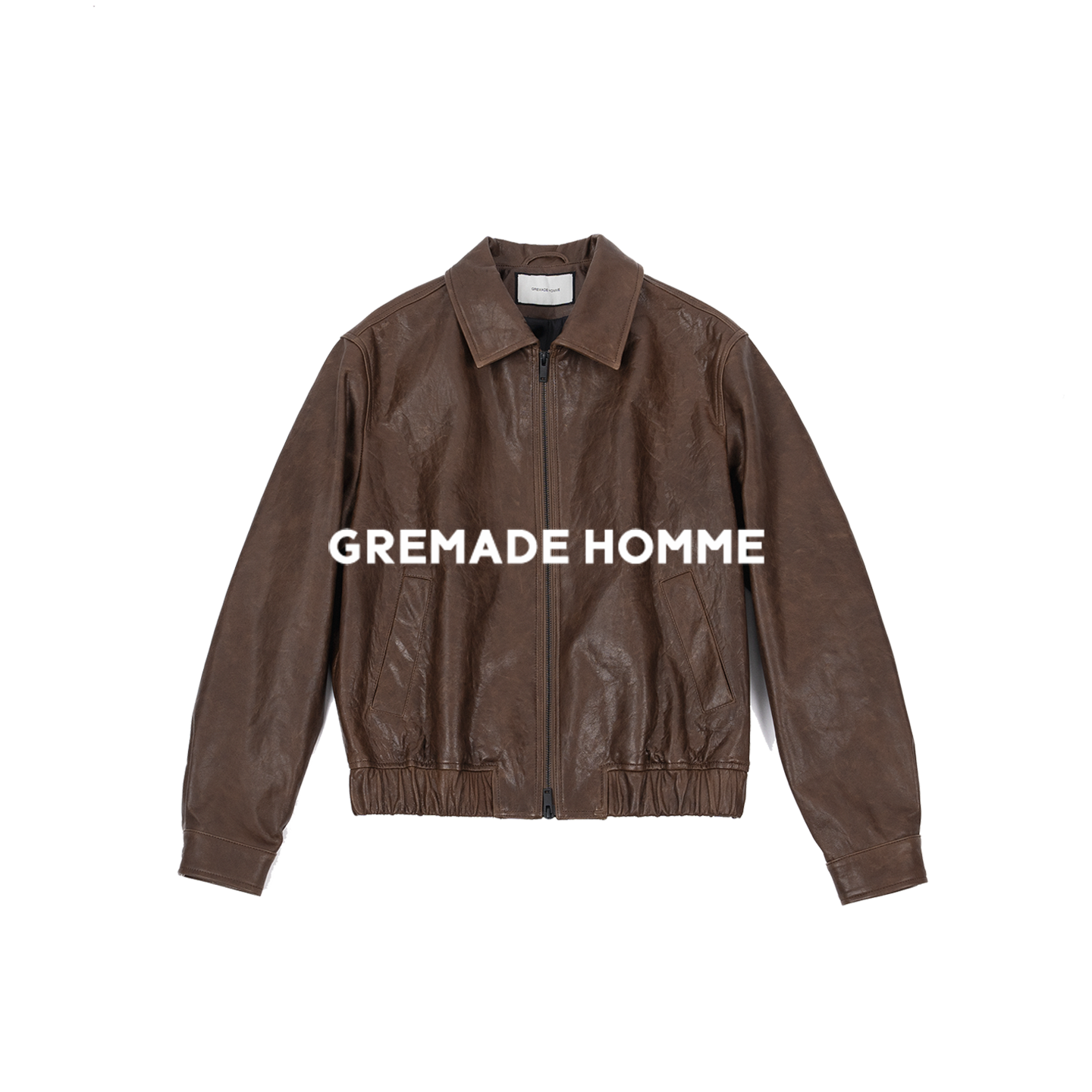 复古油蜡羊皮短款翻领皮衣夹克