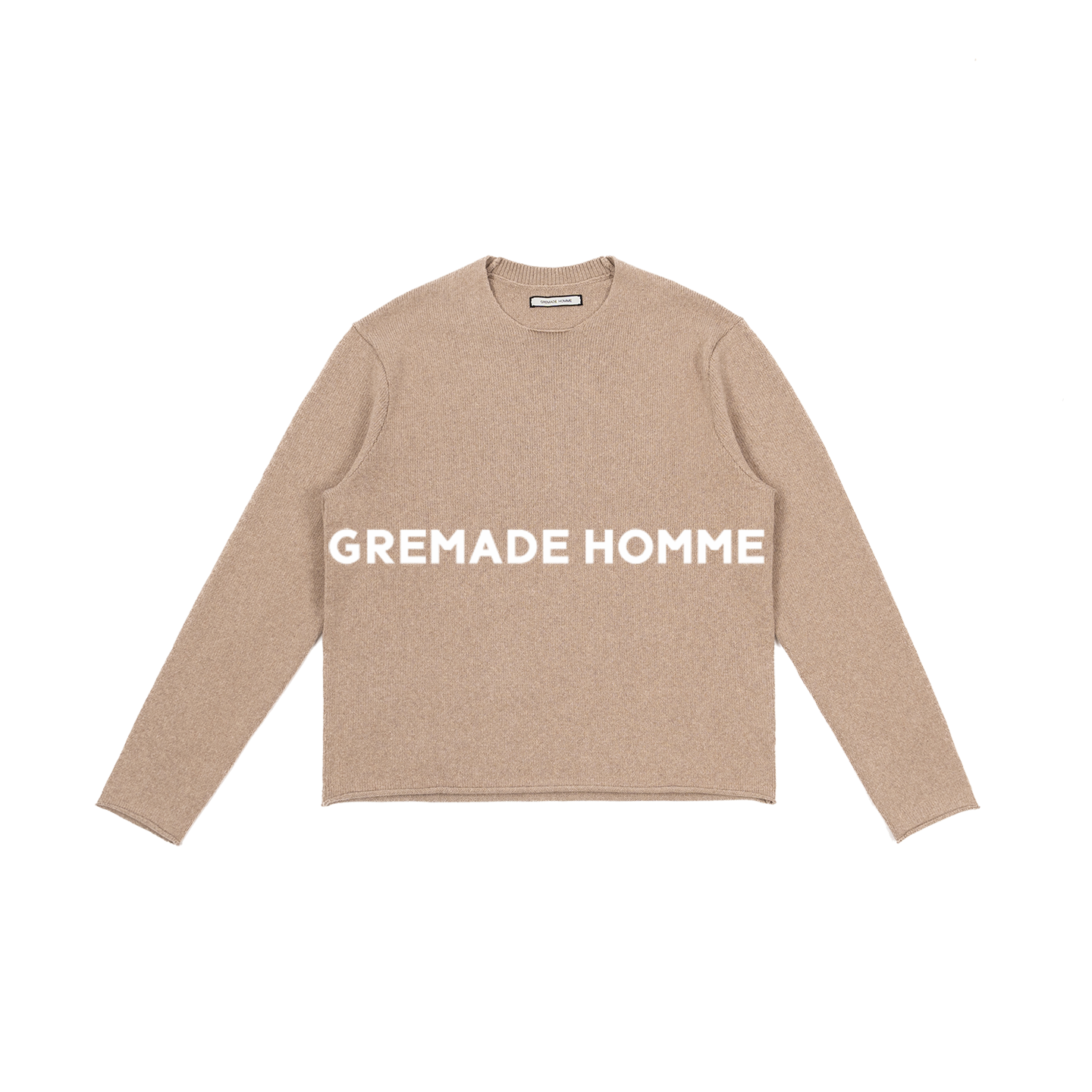 UPW羊毛混纺卷边松弛圆领毛衣