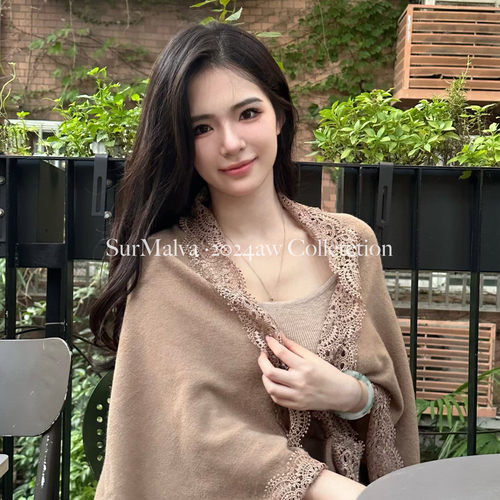 秋冬蕾丝针织披肩小坎肩温柔