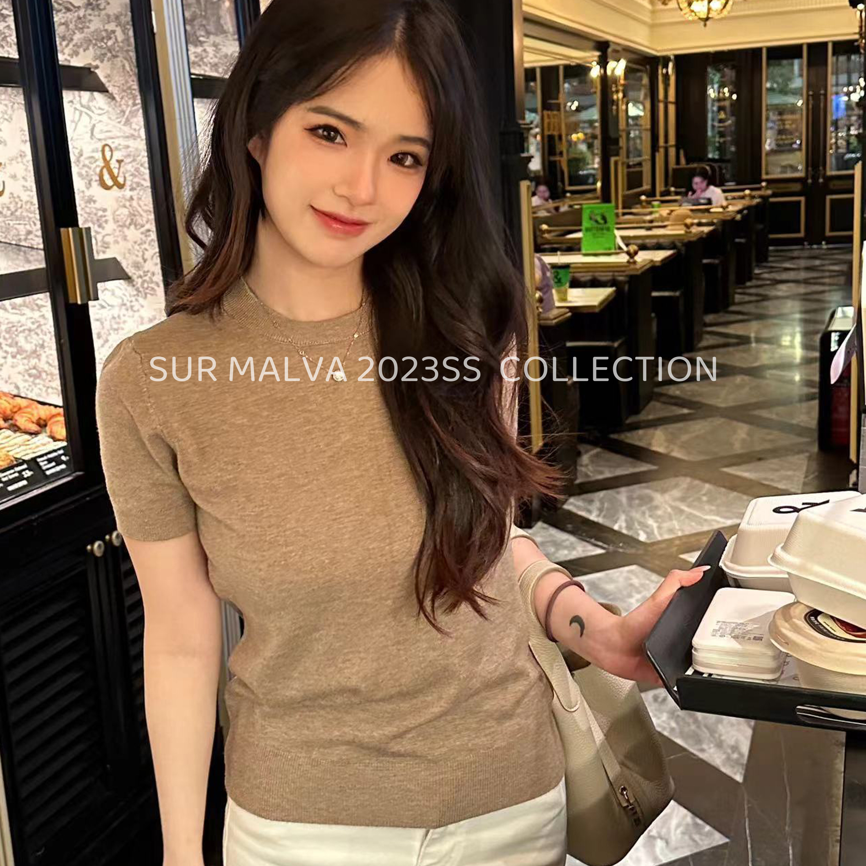 小葵【挚爱小白兔】老钱感满满！高品质羊毛混纺短袖套头针织衫