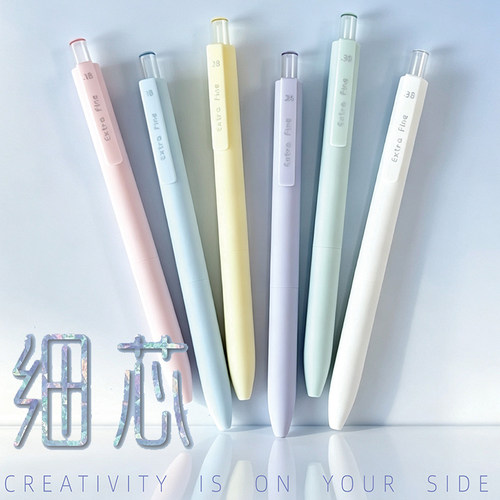 禾硕032细芯按动中性笔0.18/0.28/0.38mm极细中性笔ST双珠黑色笔