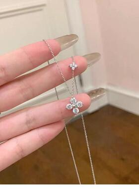 双生四叶草足银999项链女轻奢小众高级锁骨链送闺蜜女友生日礼物