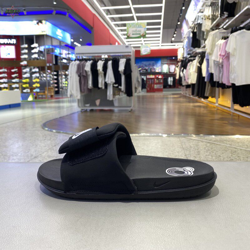 正品NIKE耐克经典LOGO轻便舒适男士运动休闲魔术贴拖鞋DQ9624-001