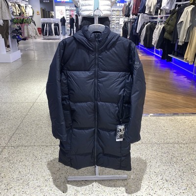 冬新款正品UA安德玛经典LOGO保暖防风连帽女运动休闲中长裤羽绒服