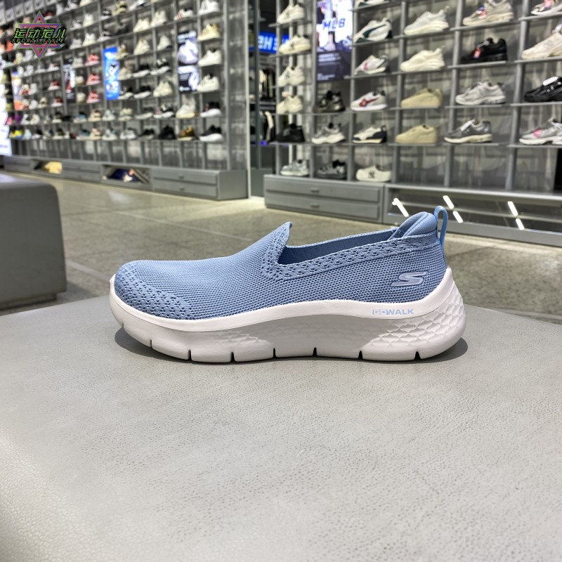 正品Skechers斯凯奇透气轻便低帮女一脚蹬运动休闲鞋健步鞋124957