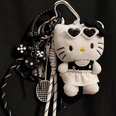 羽毛球配饰挂件hellokitty黑色包包挂件公仔挂饰小礼品书包可爱kt
