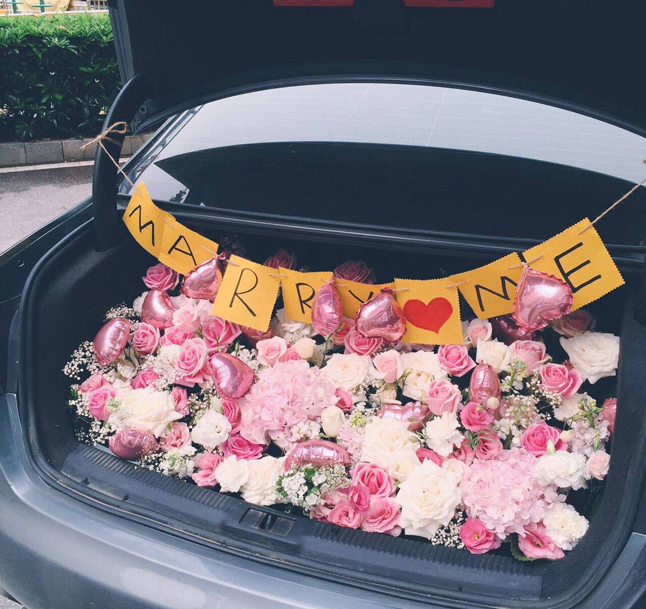 济南 同城速递 求婚表白后备箱鲜花布置 表白神器 求婚表白