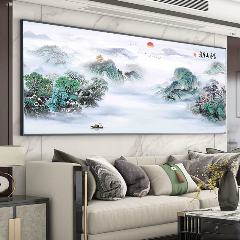 富春山居图十字绣2025新款客厅线绣风景流水生财大画满绣中式挂画