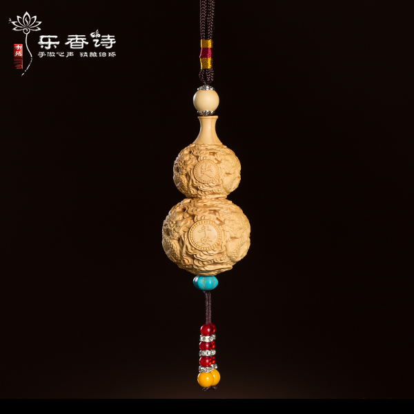 黄杨木雕刻手把件随身盘玩男士文玩汽车挂件生肖龙工艺品双龙葫芦