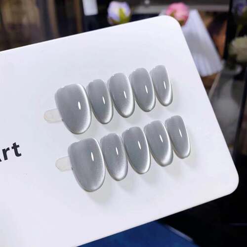 纯手工日式猫眼高级灰穿戴甲