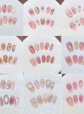 合集【 温柔风】纯欲气质显白手工猫眼美甲ins风立体雕花穿戴甲