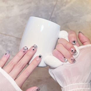 手工穿戴甲短款童趣小猫猫眼甲可爱甜酷风显白卡通爱心美甲指甲贴