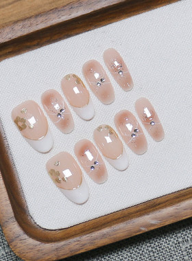 新款【粉梦郁金香】春夏秋冬氛围感腮红猫眼可拆卸美甲手工穿戴甲