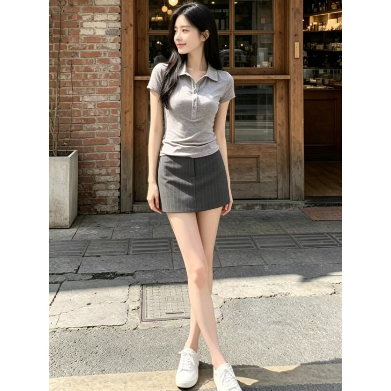 休闲运动套装女夏时尚气质短袖短裙巨好看洋气盐系轻熟两件套装裙