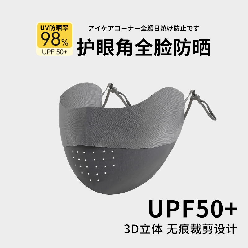 防晒口罩女护眼角透气防紫外线全脸冰丝2024新款夏季薄款遮阳面罩