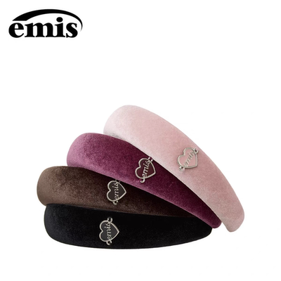 emis发箍爱心标志吊坠丝绒女高级感发饰日常时尚韩系头饰头箍发带