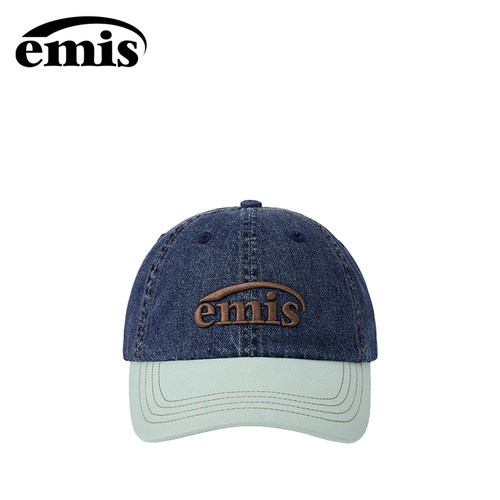 韩国emis棒球帽牛仔拼接男女同款休闲百搭鸭舌帽显脸小蓝色/薄荷